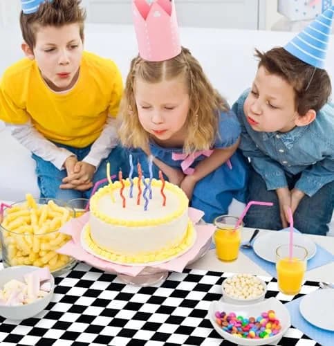 MUNILAIL 6 Pcs Checkered Plastic Table Runners Disposable 14 x 108 inch | Race Car Party Decor thumbnail 3