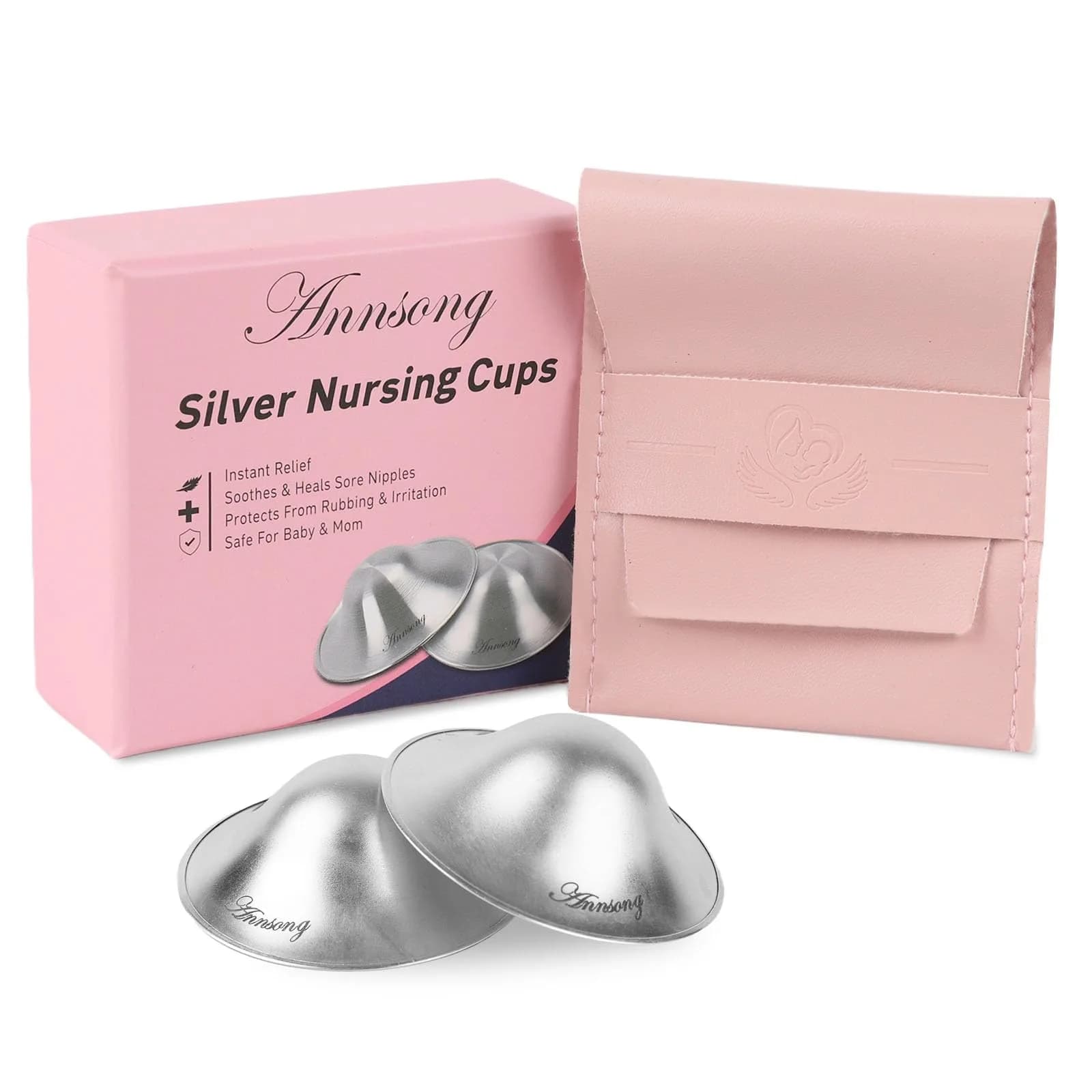 ANNSONG Silver Nursing Cups Regular Size | Pure 925 Sterling Silver for Breastfeeding Relief - view 2