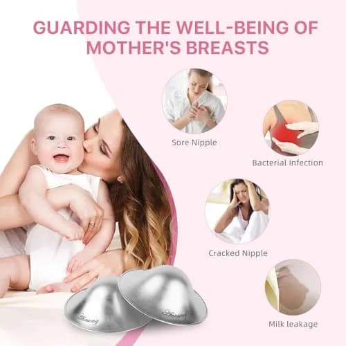 ANNSONG Silver Nursing Cups for Breastfeeding Newborns | 925 Sterling Silver Nipple Covers (Regular) thumbnail 4