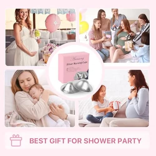ANNSONG Silver Nursing Cups for Breastfeeding Newborns | 925 Sterling Silver Nipple Covers (Regular) thumbnail 5