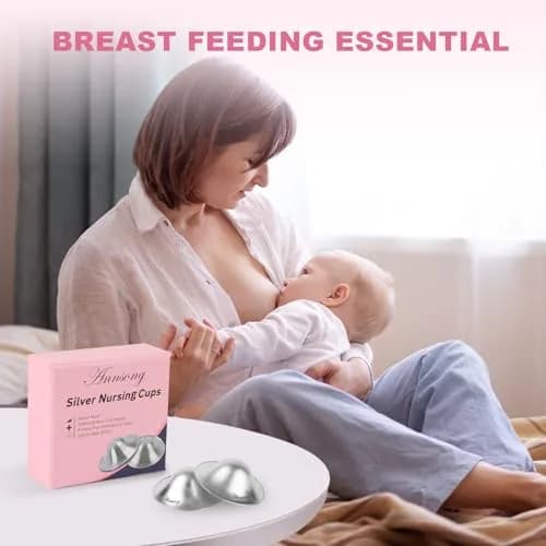 ANNSONG Silver Nursing Cups for Breastfeeding Newborns | 925 Sterling Silver Nipple Covers (Regular) thumbnail 7