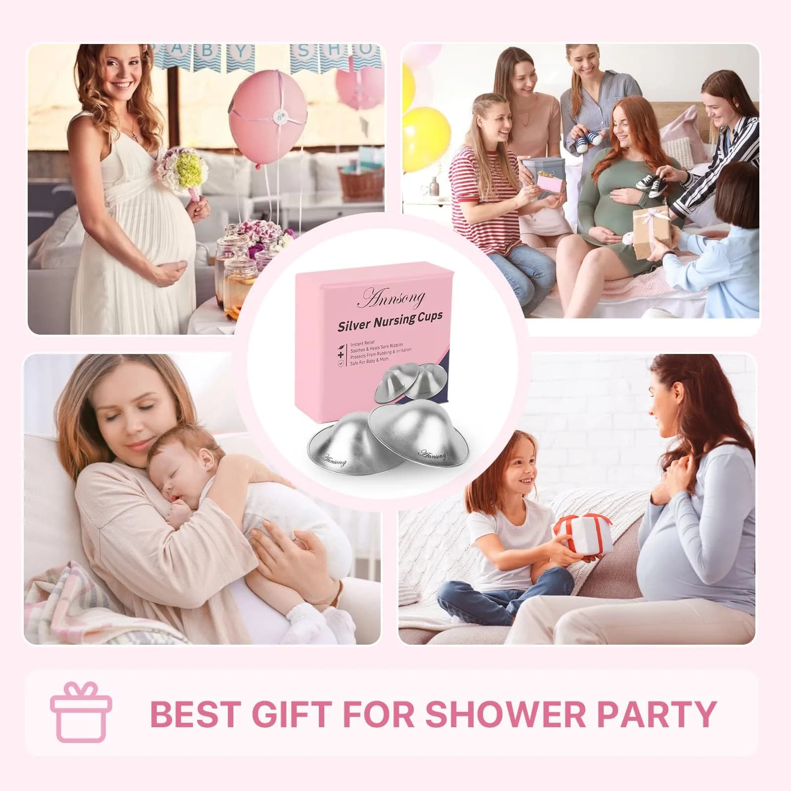 ANNSONG Silver Nursing Cups Regular Size | Pure 925 Sterling Silver for Breastfeeding Relief - view 5