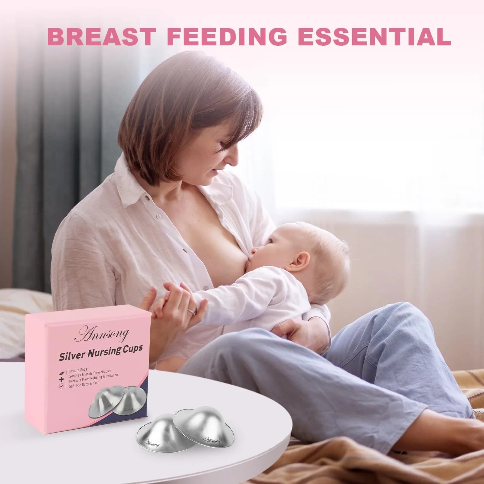 ANNSONG Silver Nursing Cups Regular Size | Pure 925 Sterling Silver for Breastfeeding Relief - view 7