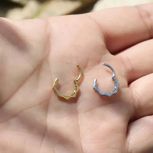NONTAI 16G Flower Septum Ring 10mm Inner Diameter | Hinged Clicker for Daith, Tragus, Cartilage thumbnail 5