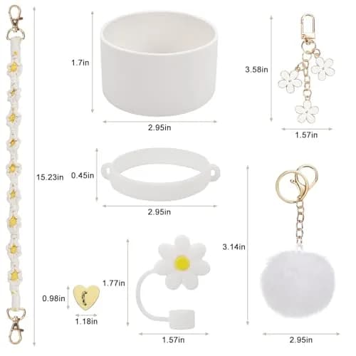 3tyto 13 Pcs Stanley Cup Accessories Set - White Bohemian Woven Handle Strap & Silicone Boot for 30oz & 40oz Tumblers thumbnail 4