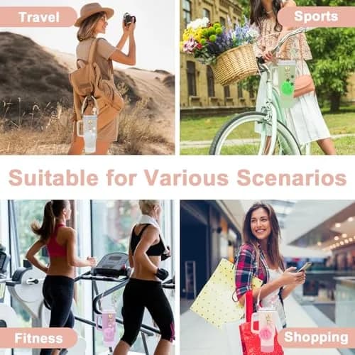 3tyto 13 Pcs Stanley Cup Accessories Set Pink | Bohemian Woven Handle Strap & Silicone Boot for 30oz & 40oz Tumblers thumbnail 5