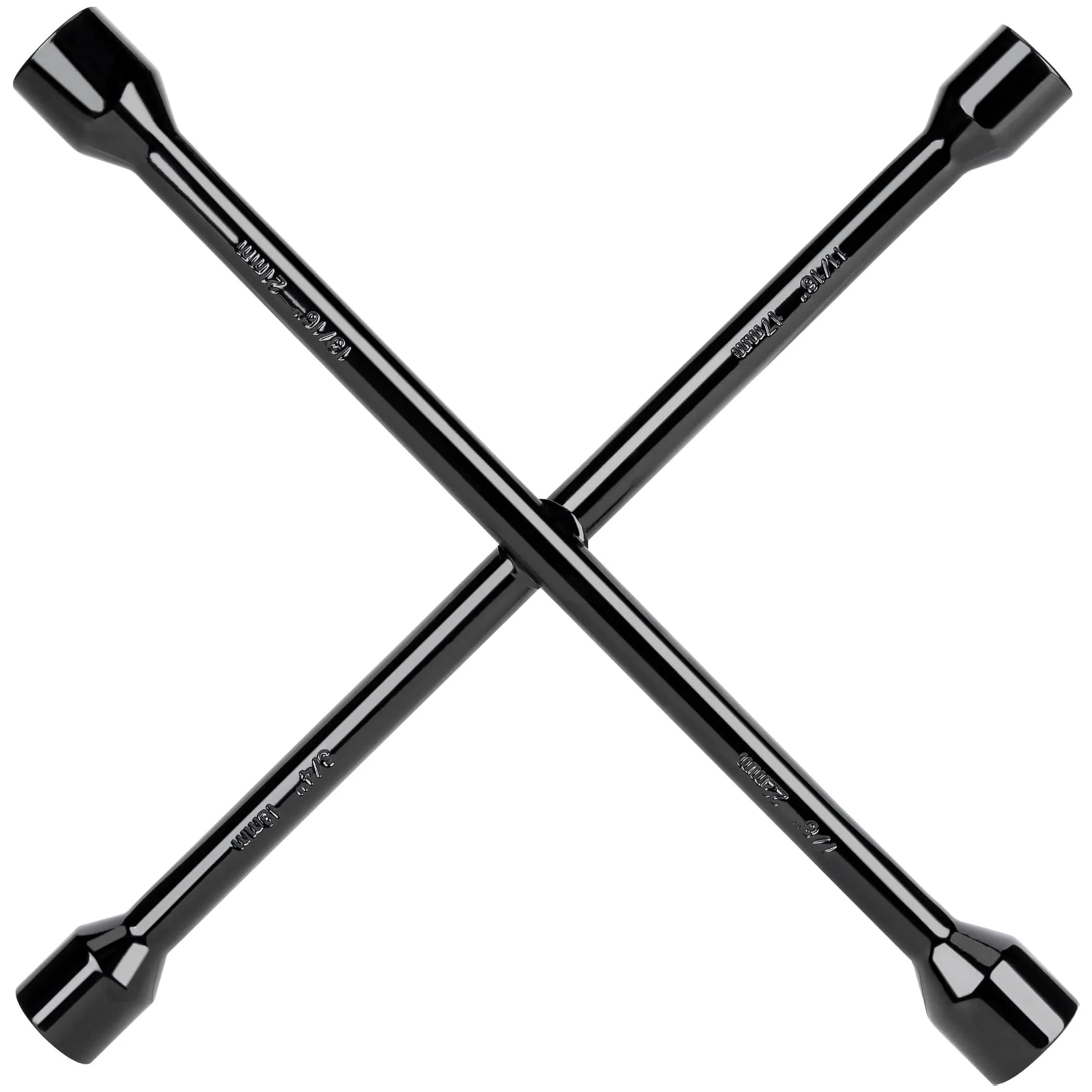 CARTMAN 14 Inch Heavy Duty 4 Way Lug Wrench Tire Iron | Forged Carbon Steel, Corrosion-Resistant