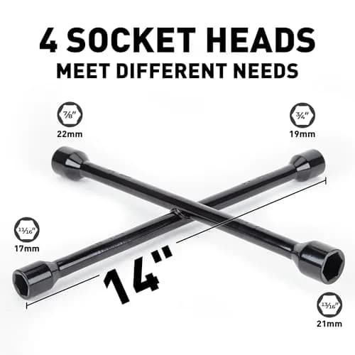 CARTMAN 14 Inch Heavy Duty 4 Way Lug Wrench Tire Iron | Forged Carbon Steel, Corrosion-Resistant thumbnail 2