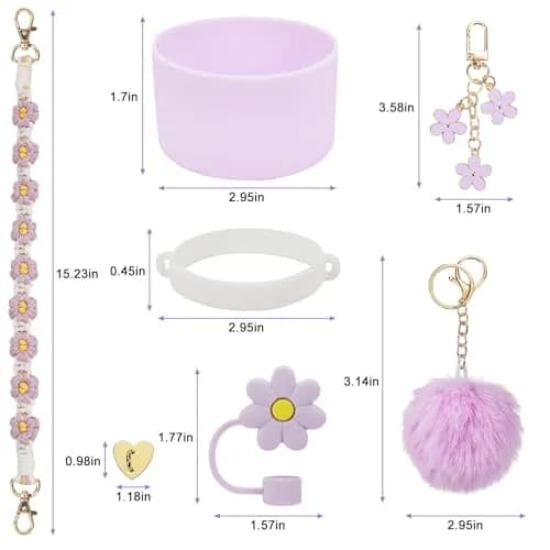 3tyto 13 Pcs Purple Stanley Cup Accessories Set with Handle Strap & Silicone Boot for 30oz & 40oz Tumblers thumbnail 3