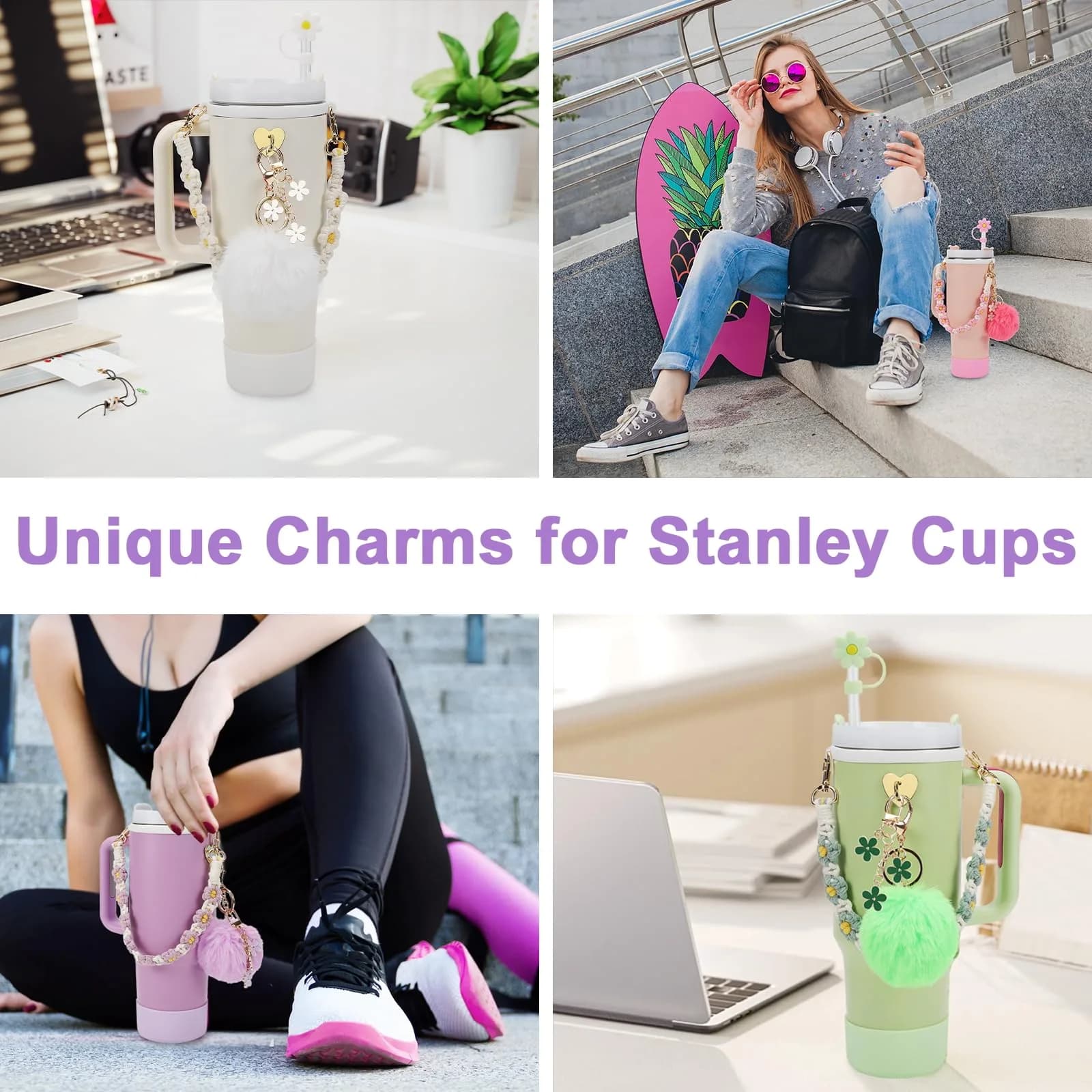 3tyto 13 Pcs Purple Stanley Cup Accessories Set with Handle Strap & Silicone Boot for 30oz & 40oz Tumblers - view 4