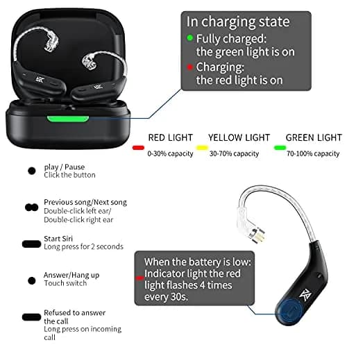 EZ EAR KZ AZ09 Wireless IEM Bluetooth Adapter 5.4 Module Noise Isolation C-pin for KZ ZS10 PRO/ZS12 PRO X thumbnail 3