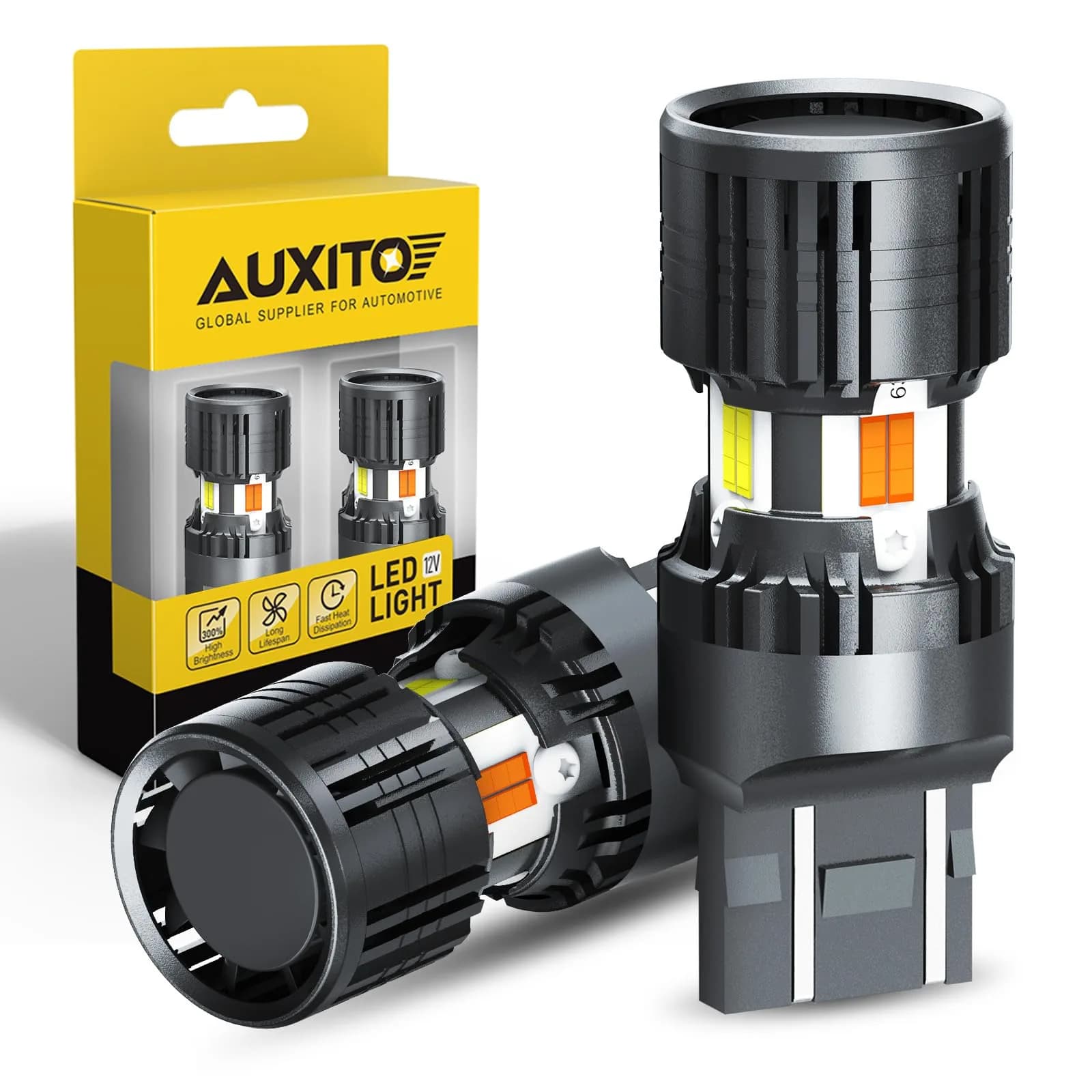 AUXITO 3157 Switchback LED Bulbs 3057 3457 4157 Dual Color Amber/White | Error-Free Turn Signal & DRL — Amber/White