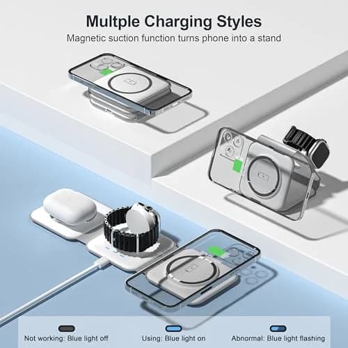 UCOMX 3 in 1 Wireless Charging Station Foldable for Multiple Devices | Travel Nano Charger with 35% Faster Speed thumbnail 3