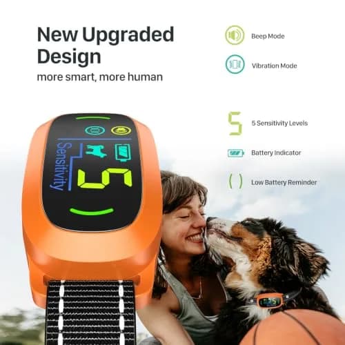 FAFAFROG Dog Bark Collar Rechargeable Smart Collar Orange | Adjustable Sensitivity & Waterproof thumbnail 2