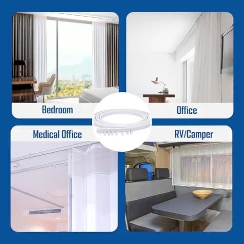 UrbanRed Flexible Bendable Ceiling Curtain Track 0.9 m (2.9 ft) | Mount for Room Divider, RV Ceiling Track, White thumbnail 6