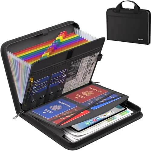 ENGPOW Accordion File Organizer Fireproof Multi Pockets 14.2" x 10.4" | Fireproof & Water-Resistant Document Storage thumbnail 1