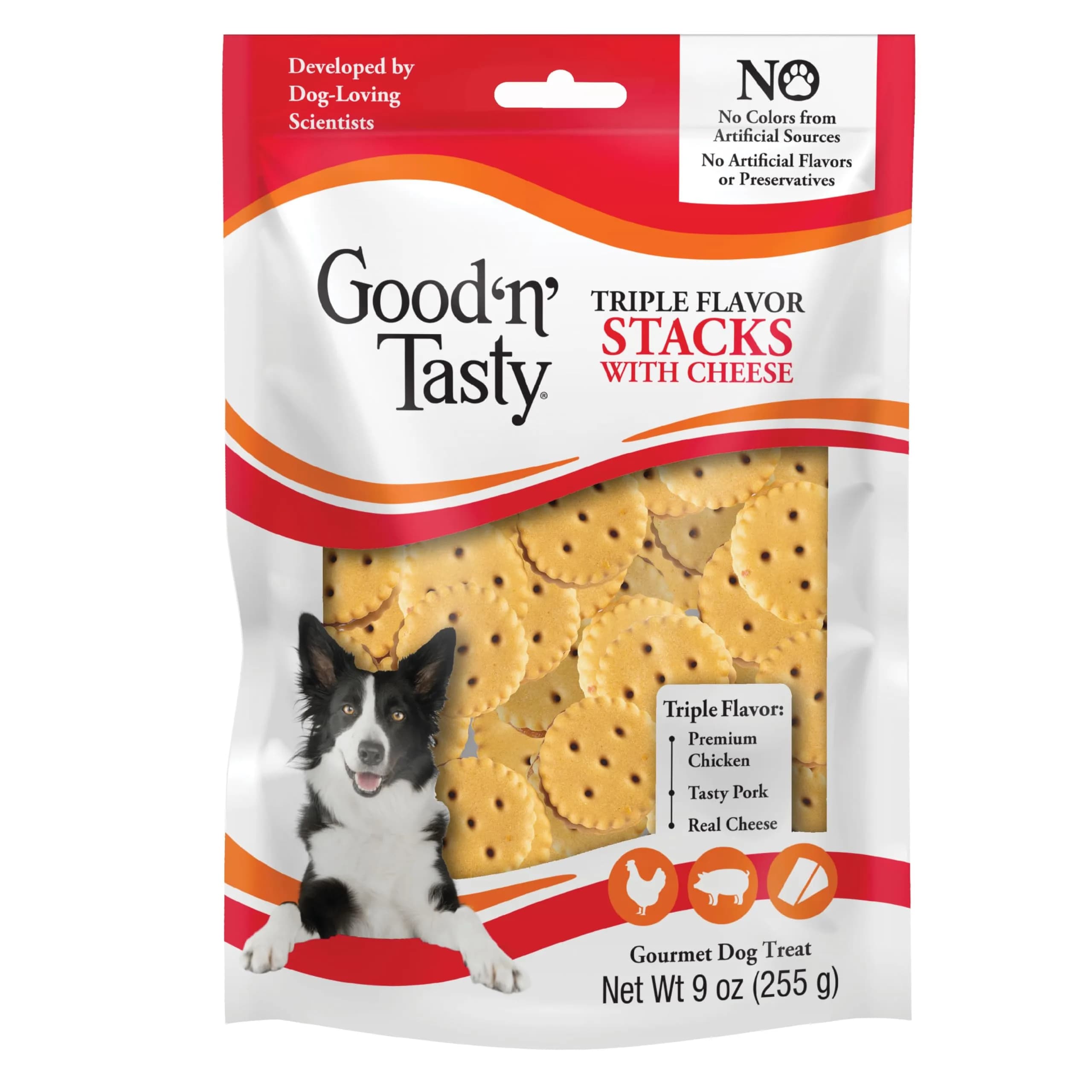 Good ‘N’ Tasty Triple Flavor Stacks Peanut Butter Dog Treats | 3.5 oz | No Artificial Flavors