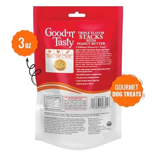 Good ‘N’ Tasty Triple Flavor Stacks Peanut Butter Dog Treats | 3.5 oz | No Artificial Flavors thumbnail 4