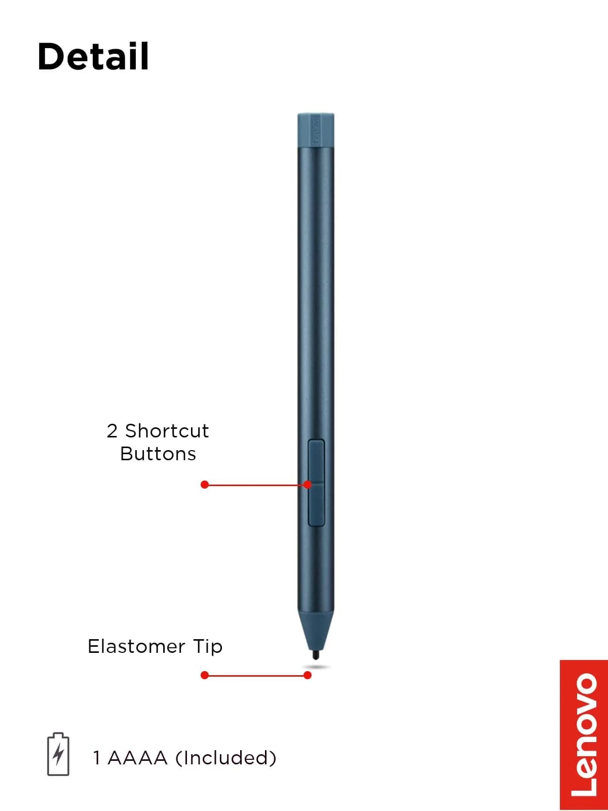 Lenovo Digital Pen 3 for Laptops, Tidal Teal, 4096 Pressure Levels | Advanced Tilt Recognition - view 5