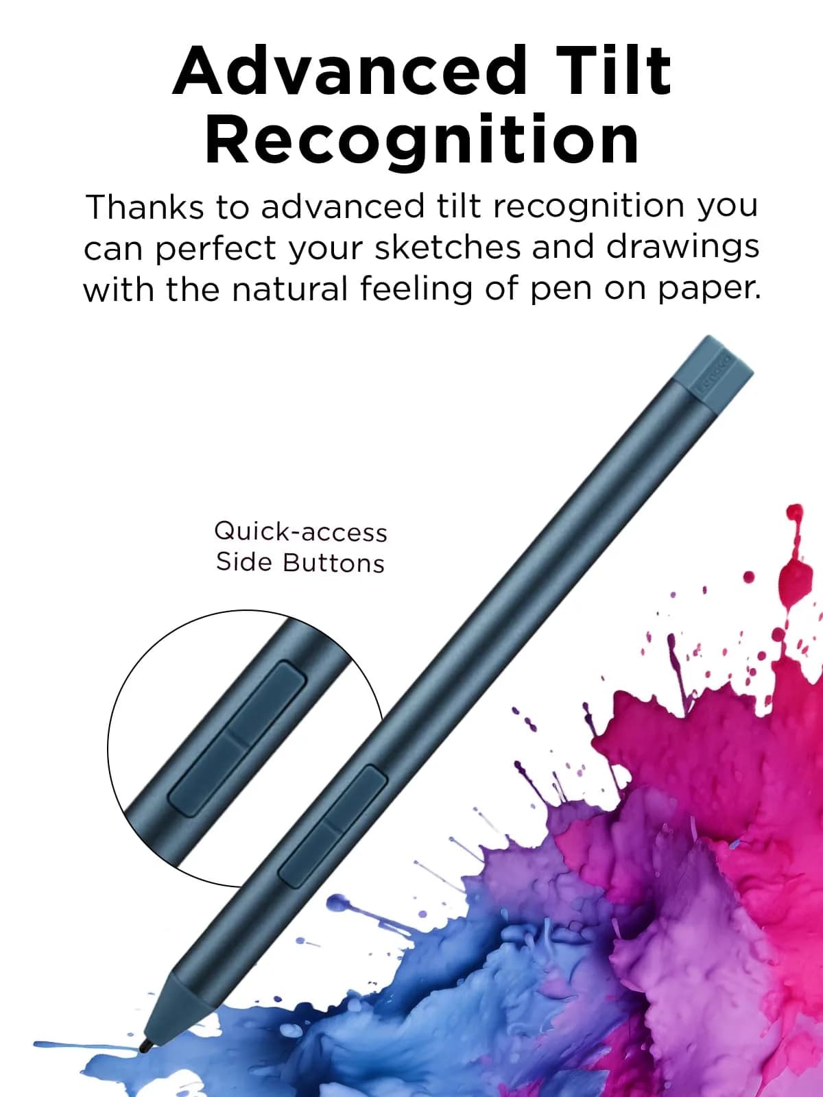 Lenovo Digital Pen 3 for Laptops, Tidal Teal, 4096 Pressure Levels | Advanced Tilt Recognition - view 4