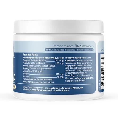 Fera Pets Postbiotics Plus Prebiotics for Dogs & Cats 60g (2.12 oz) | Digestive & Immune Support thumbnail 9