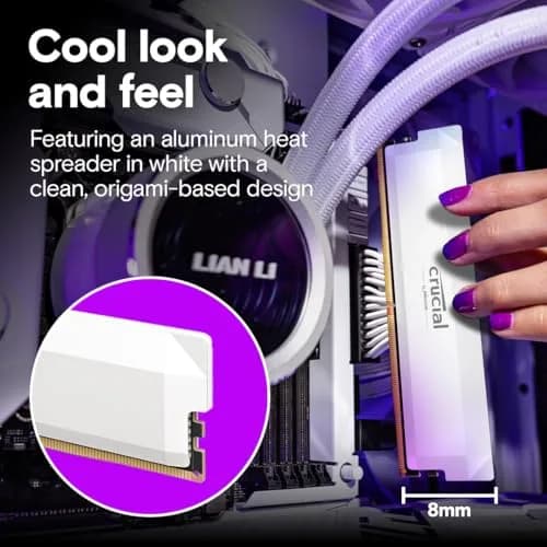Crucial Pro 32GB DDR5 RAM Kit (2x16GB) 6000MHz CL36 White | Overclocking Desktop Gaming Memory thumbnail 5