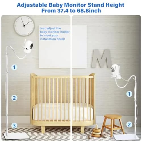 wochel Adjustable Baby Monitor Stand for Nanit Pro, Owlet, Eufy, Motorola, Vtech, HelloBaby, Infant Optics DXR-8 Pro, 1.7m (68 inches) | Universal Floor Mount Holder thumbnail 4