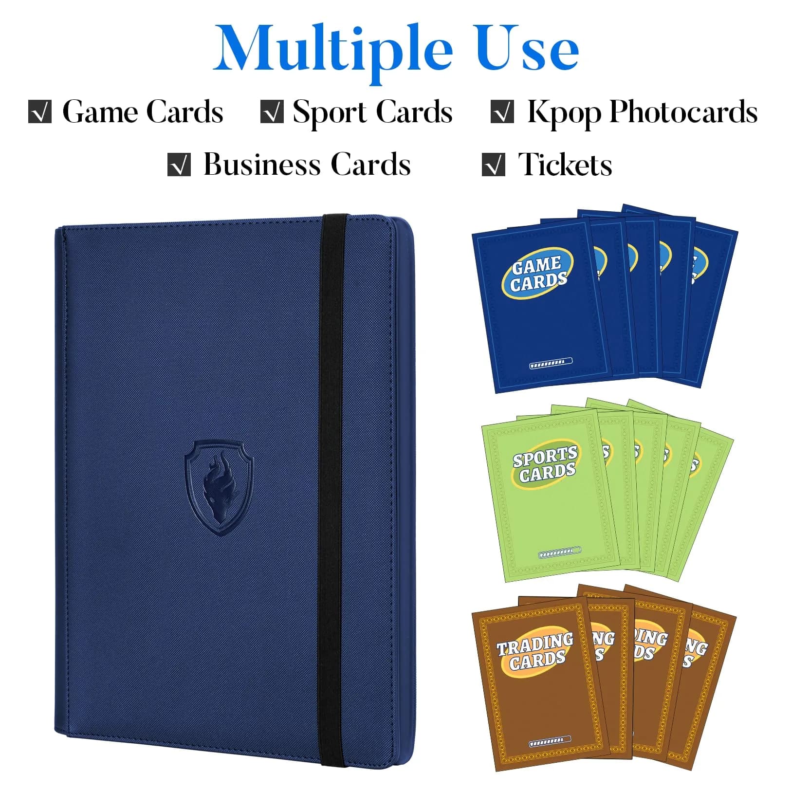 Fabmaker 9 Pocket Card Binder for 540 Cards, Navy Blue | Archival Safe Card Collection Album - view 3
