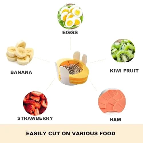 Jawbush 3-in-1 Egg Slicer Yellow | Sharp Stainless Steel Blades, Heavy Duty Multi-purpose Food Cutter for Slicing, Wedging & Quartering thumbnail 5