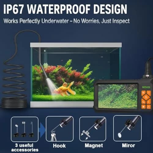 COOVIE 4.3-inch IPS Screen Borescope Inspection Camera 1920x1080P HD | 5m (16.4ft) Semi-Rigid Probe with 8 LEDs & IP67 Waterproof thumbnail 4