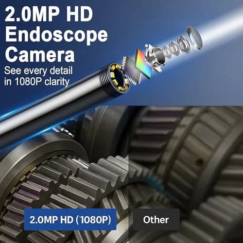 COOVIE 4.3-inch IPS Screen Borescope Inspection Camera 1920x1080P HD | 5m (16.4ft) Semi-Rigid Probe with 8 LEDs & IP67 Waterproof thumbnail 2