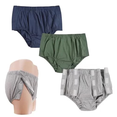 Lmaray Post Surgery Cotton Underwear for Women | Reusable Incontinence Briefs, Tear Away, 3 Pack, Large thumbnail 1