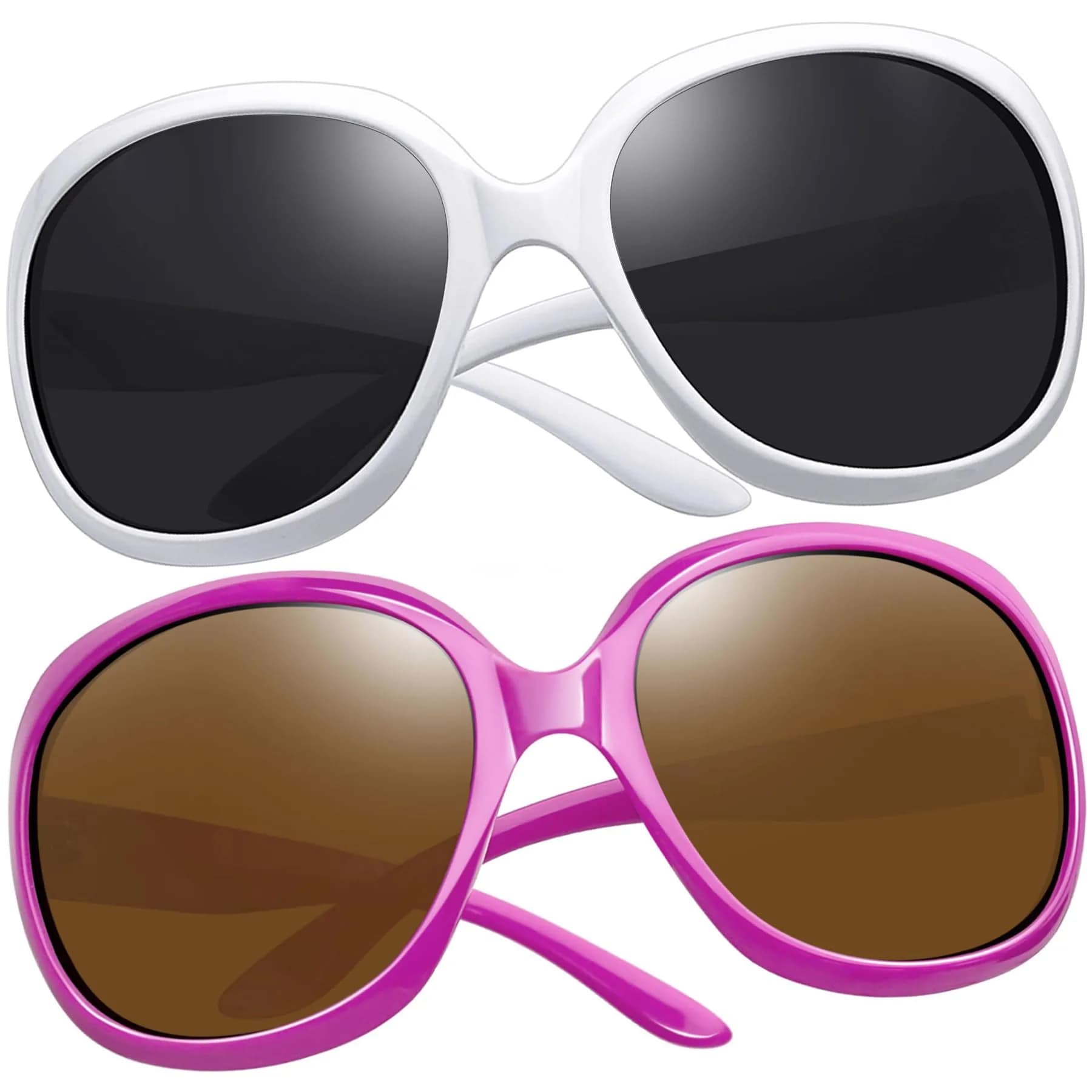 Joopin Oversized Butterfly Sunglasses for Women - D27 White & Purple Frame, Polarized UV400 - main product image
