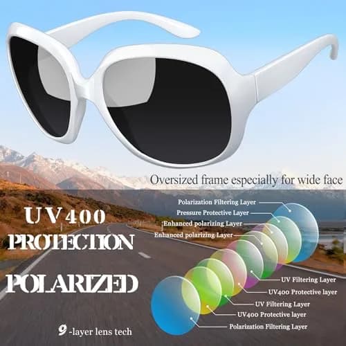 Joopin Oversized Butterfly Sunglasses for Women - D27 White & Purple Frame, Polarized UV400 thumbnail 4
