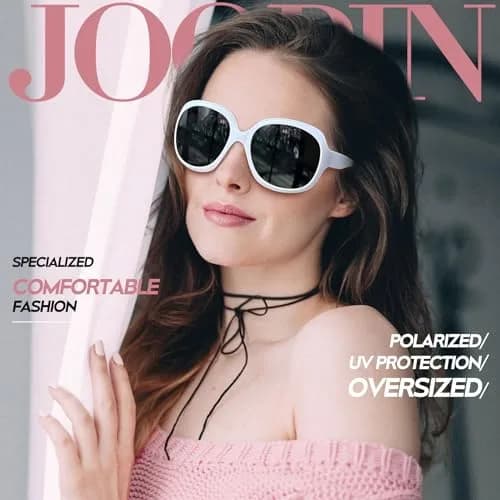 Joopin Oversized Butterfly Sunglasses for Women - D27 White & Purple Frame, Polarized UV400 thumbnail 2