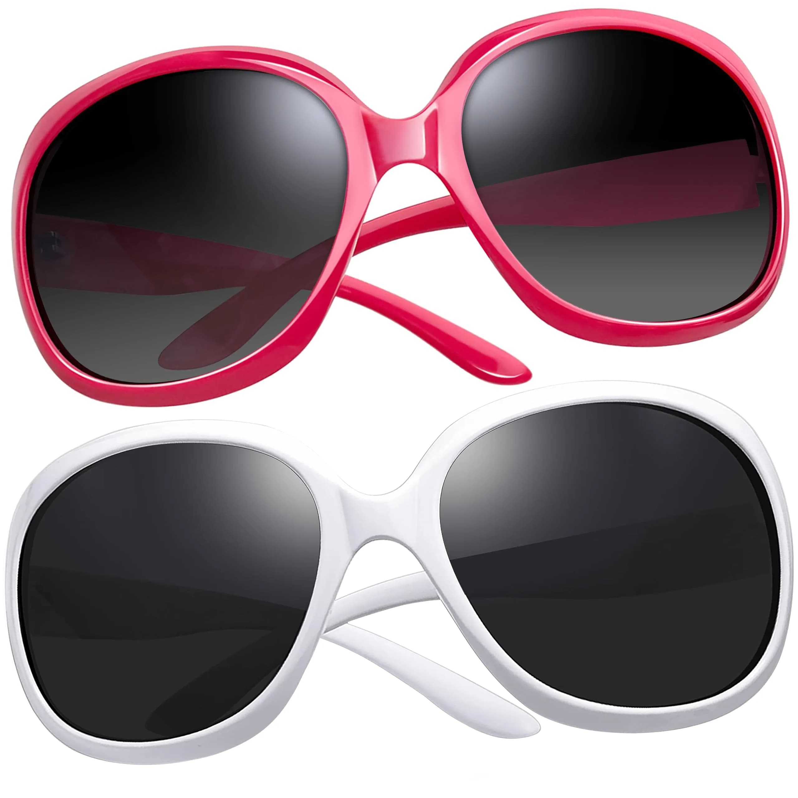 Joopin Oversized Women’s Sunglasses White+Hot Pink | Jackie Butterfly Design, Polarized UV400 Protection (2-Pack) - main product image