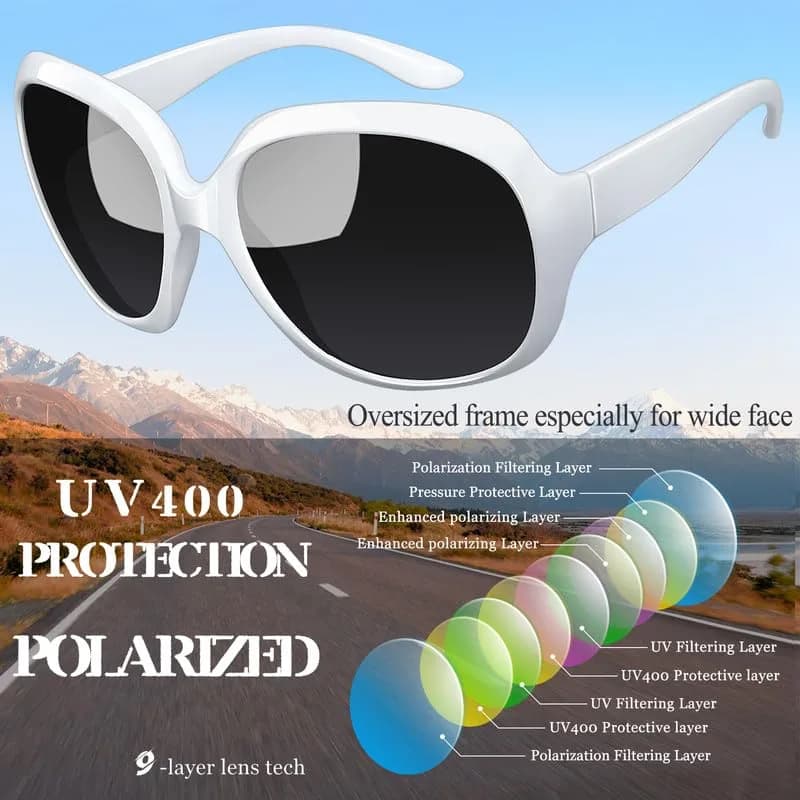 Joopin Oversized Women’s Sunglasses White+Hot Pink | Jackie Butterfly Design, Polarized UV400 Protection (2-Pack) - view 5