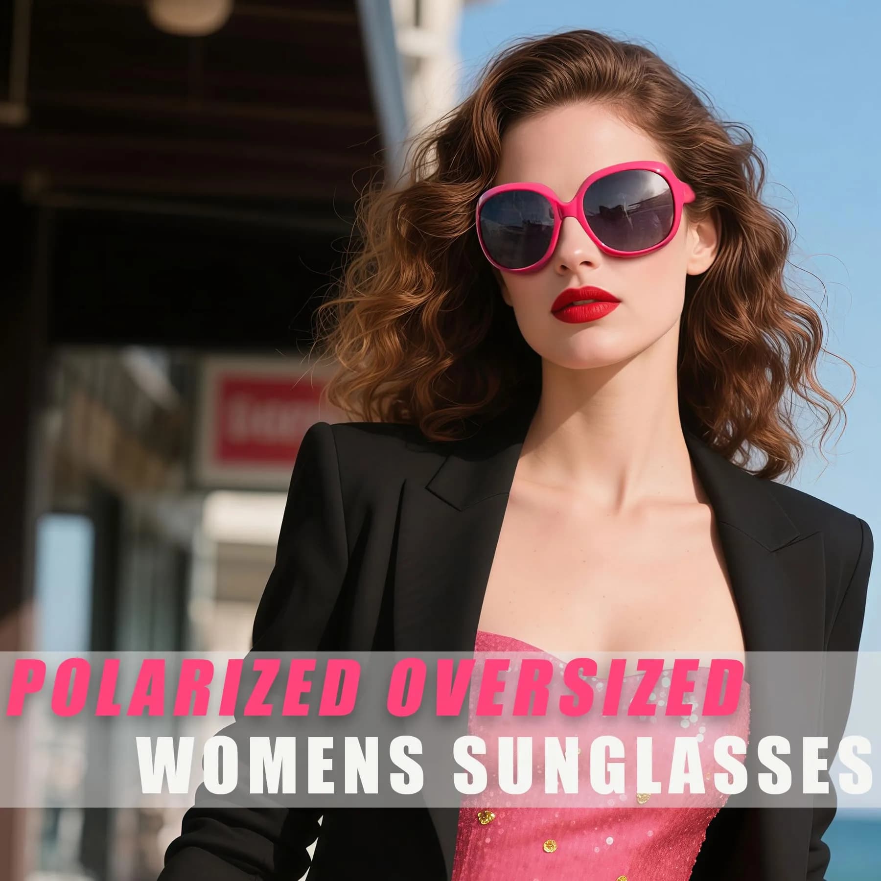 Joopin Oversized Women’s Sunglasses White+Hot Pink | Jackie Butterfly Design, Polarized UV400 Protection (2-Pack) - view 2