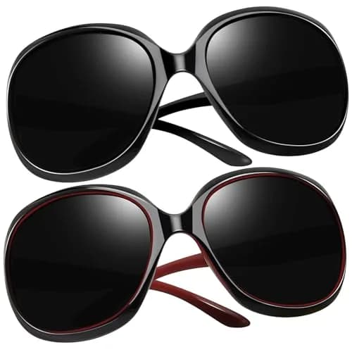 Joopin D22-Black Oversized Butterfly Sunglasses for Women with Black Red & Grey Lenses | Polarized UV400 thumbnail 1
