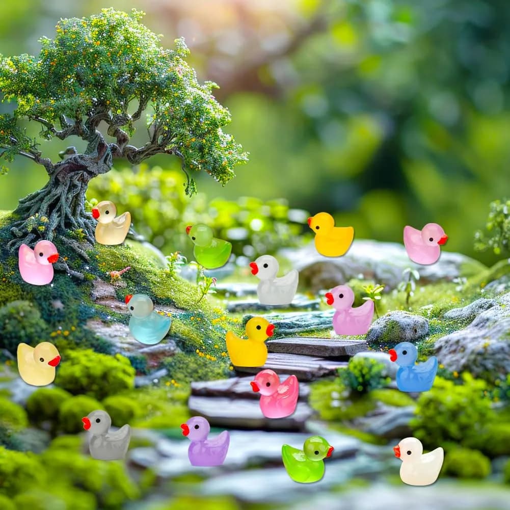 GWAHSA 240pcs Luminous Mini Resin Ducks - Glow in The Dark Tiny Animals for Dollhouse, Fairy Garden & Micro Landscapes - view 7