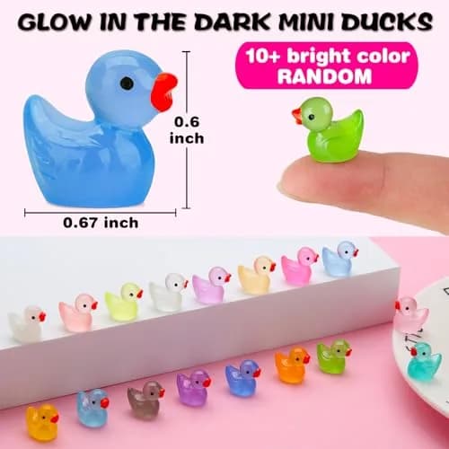 GWAHSA Luminous Mini Resin Ducks 240 Count | Glow in The Dark Tiny Animals for Dollhouse Decor thumbnail 2