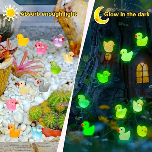 GWAHSA Luminous Mini Resin Ducks 240 Count | Glow in The Dark Tiny Animals for Dollhouse Decor thumbnail 3