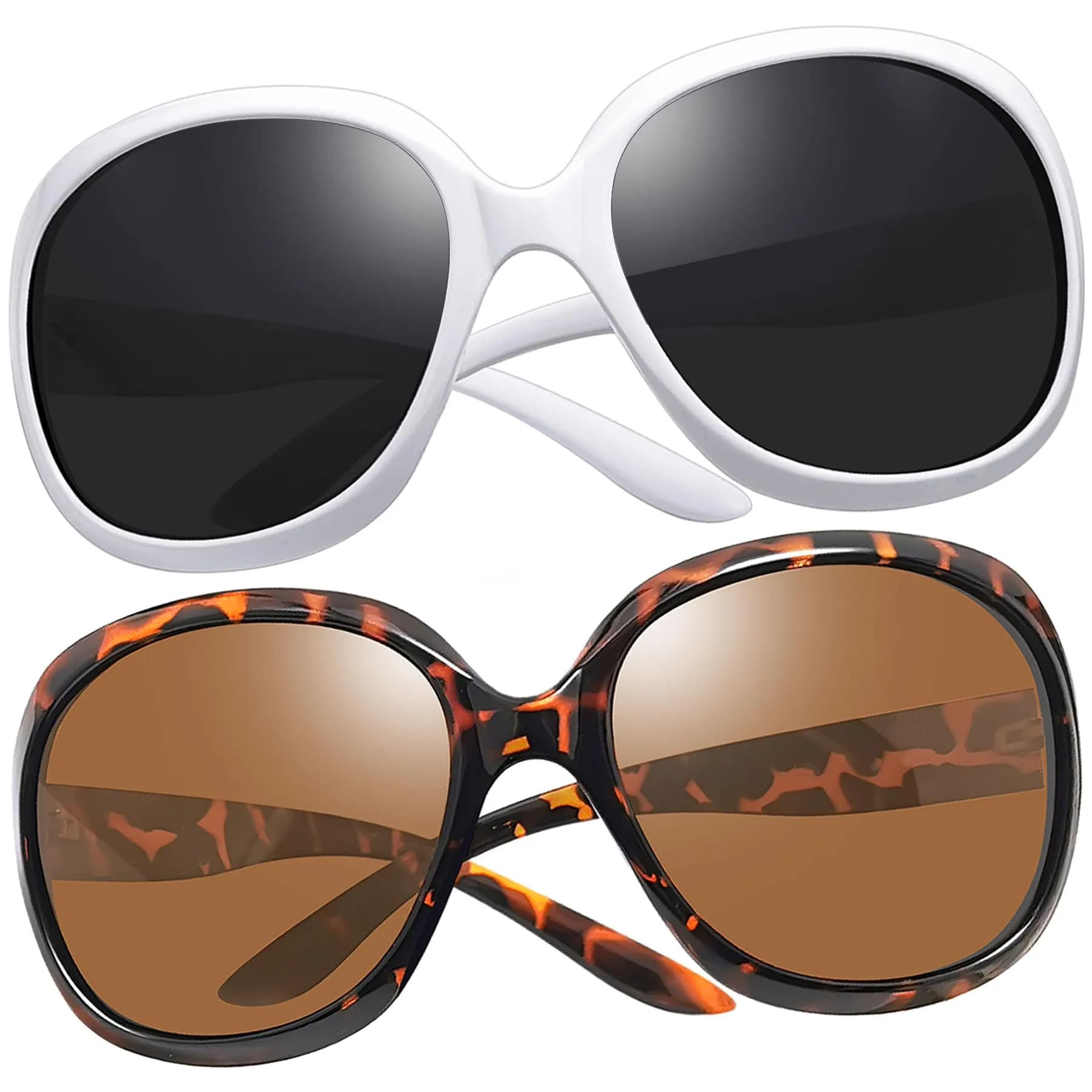 Joopin Oversized Butterfly Sunglasses for Women - D25 White & Tortoise/Brown Polarized UV400 - main product image