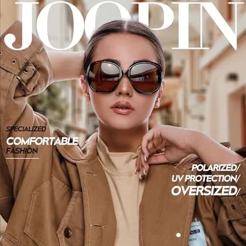 Joopin Oversized Butterfly Sunglasses for Women - D25 White & Tortoise/Brown Polarized UV400 thumbnail 2