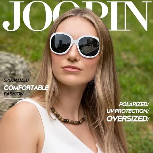 Joopin Oversized Butterfly Sunglasses for Women - D25 White & Tortoise/Brown Polarized UV400 thumbnail 3