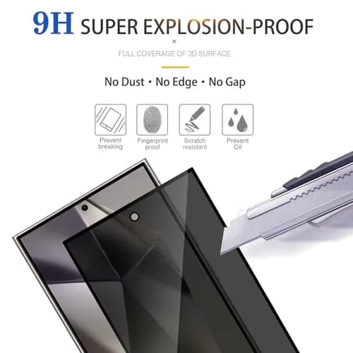 Lokyoo 2 Pack Privacy Screen Protector for Samsung Galaxy S24 Ultra | Anti-Peep, 9H Hardness, Easy Install thumbnail 5