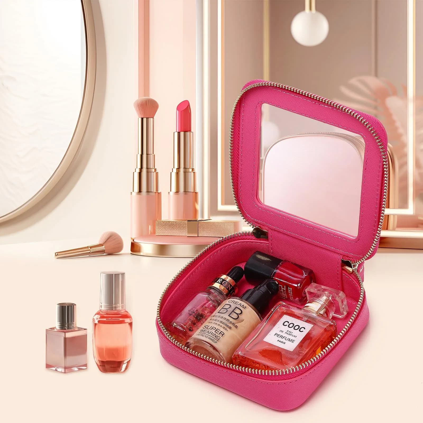 Pinkmik A/Fuxia Mini Clear Makeup Bag - TSA Approved Travel Cosmetic Case - view 4