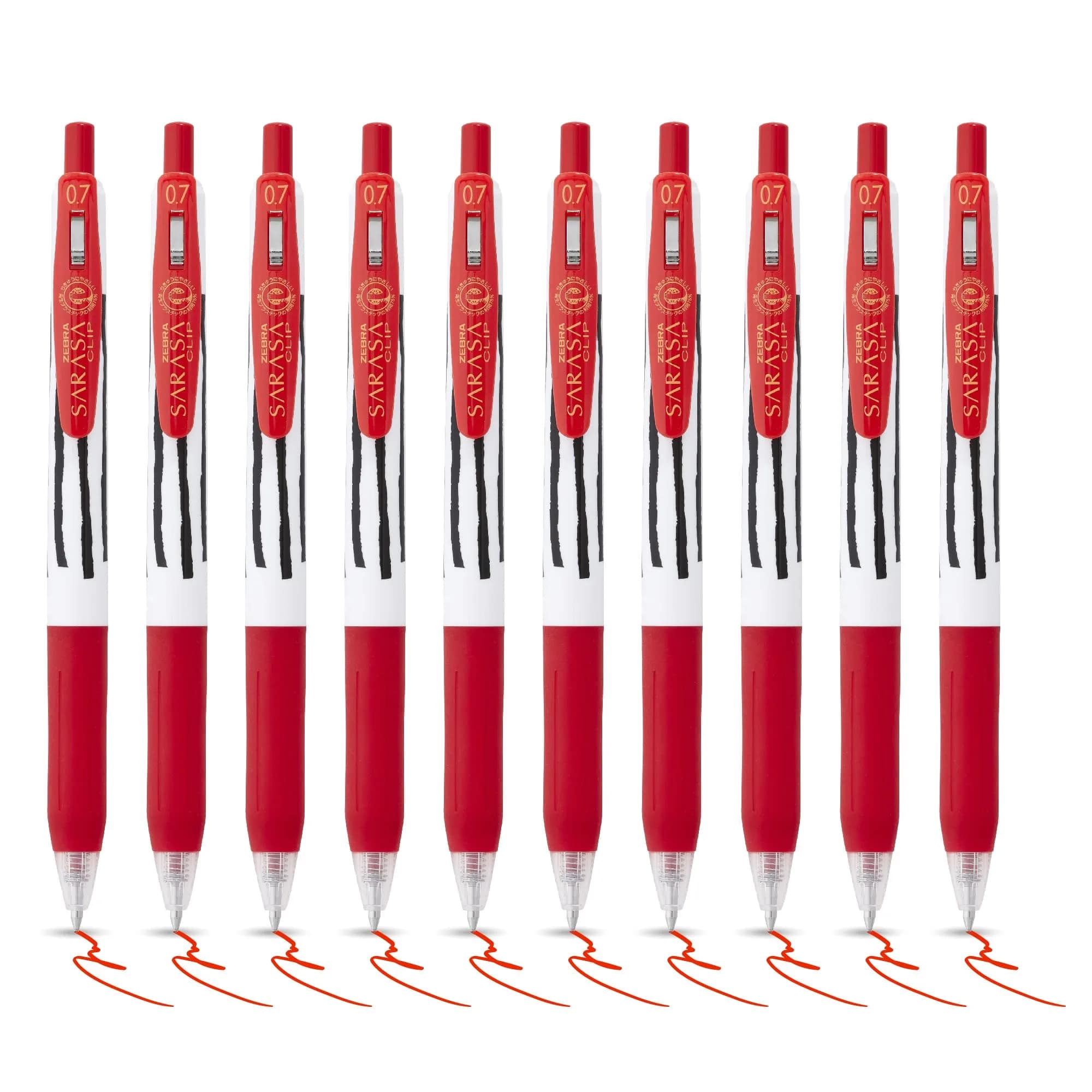 Zebra SARASA CLIP Stripes Gel Pens 10pk | Smudge Proof, 0.7mm Nib, Water Resistant, Eco-Friendly (70-120 chars)