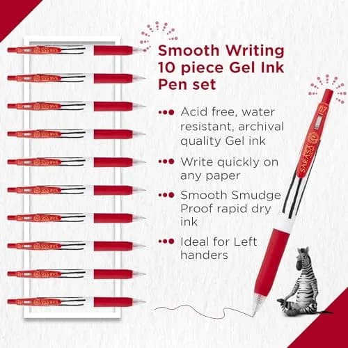 Zebra SARASA CLIP Stripes Gel Pens 10pk | Smudge Proof, 0.7mm Nib, Water Resistant, Eco-Friendly (70-120 chars) thumbnail 3