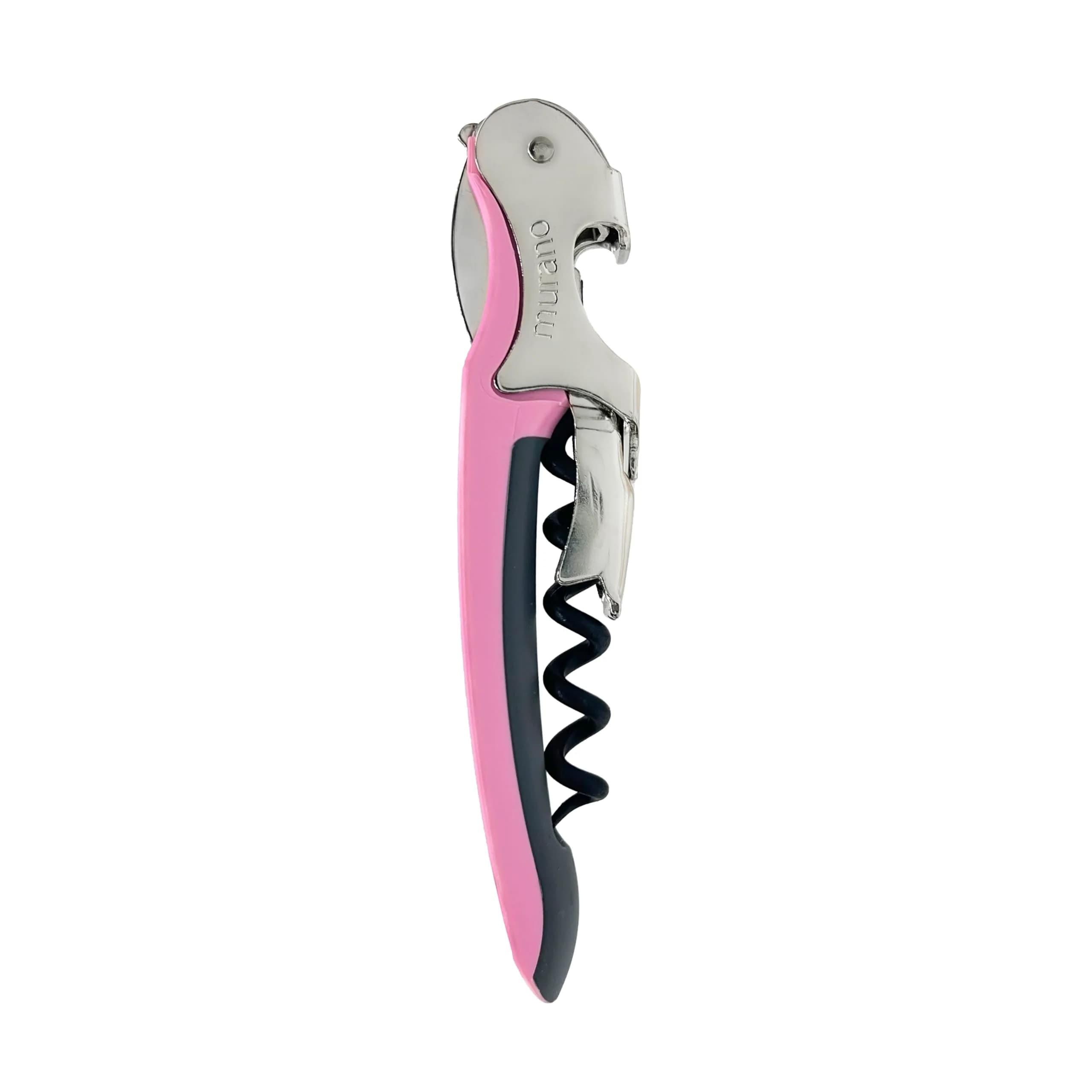 Franmara Soft-Touch Murano Waiter's Corkscrew with Nonstick Spiral (Pink) | Dual-Lever Wine Opener with Built-in Cap Lifter — Pink